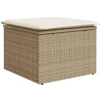 VidaXL Gartenhocker mit Kissen Beige 55x55x37 cm Poly Rattan