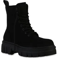 VAN HILL Plateau Boots in Schwarz Velours