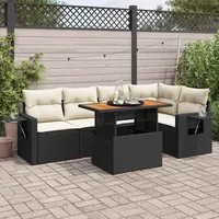 VidaXL 6-tlg. Garten-Sofagarnitur mit Kissen Schwarz Poly Rattan