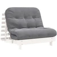 VidaXL Futon Schlafsofa mit Matratze Weiß 100x206x11 cm Kiefernholz