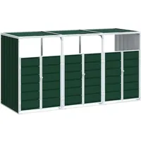 VidaXL Mülltonnenbox für 3 Tonnen Grün 216x81x115 cm Stahl