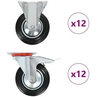 VidaXL 24 Stk. Rollen 160 mm - Schwarz