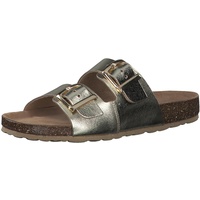 Marco Tozzi Damen Pantoletten aus Leder Lack, Beige (Platinum),