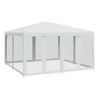 VidaXL Partyzelt mit 8 Mesh-Seitenteilen Weiß 4x4 m HDPE