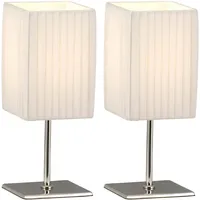 GLOBO Lighting - LED Tischleuchte Textil Beistellleuchte Chrom Nachttischlampe