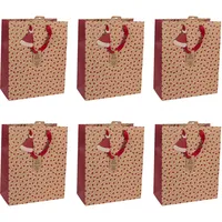 Clairefontaine 6x Geschenktasche Kraft, L »Weihnachtsmützen«, 26.5x33x14 cm),