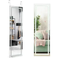 Costway Ganzkörperspiegel Weiß, Glas, 2x120x37 cm, Spiegel, Wandspiegel mit