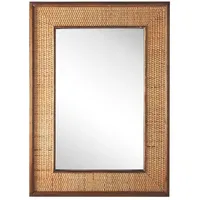 Beliani Wandspiegel Hellbraun, Dunkelbraun, Holz, rechteckig 54x74x5 cm