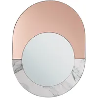 Beliani Wandspiegel Weiß, Grau, Roségold, Glas, Oval, 50x65x2 cm