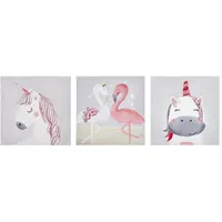 Beliani Leinwand 3er Set TIMIA Tiermotiv 30 x 30