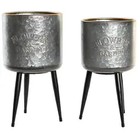 Fijalo Blumentopfset DKD Home Decor Schwarz Grau