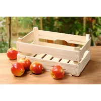 Dekoleidenschaft Holzsteige natur 39x26x16 cm, Weinkiste Apfelkiste Obstkiste Holzkiste