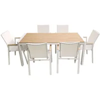 Teico group Gartenmöbel Alu/WPC 7-tlg. Weiß/Braun