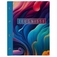 Itenga Zeugnismappe mit Buchschrauben erweiterbar, bunte Wellen,