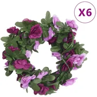 VidaXL Weihnachtskränze 6 Stk. Frühlingsrosen Helllila 250 cm