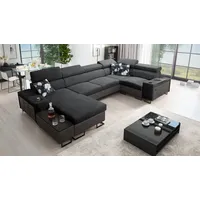 Kaiser möbel Großes Ecksofa,Schlaffunktion MELODY IV MINI Tauro/Freya Graphit/Anthrazit