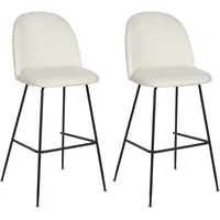 Beliani Barstuhl ARCOLA Samtstoff cremeweiß 2er Set