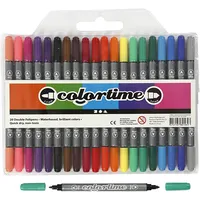 Creativ Company Colortime Dual-Filzstifte, Strichstärke 2,3+3,6 mm, Standard-Farben, 20