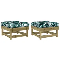 VidaXL Gartenhocker mit Kissen 2 Stk. Kiefernholz Imprägniert