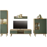 Furn.design Wohnwand "Juna" in Salbei und Eiche Wohnkombination skandinavisch