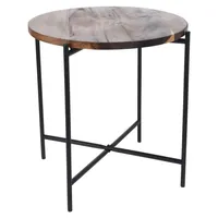 Mojawo Runder Beistelltisch Beige Akazie 45 x 38 cm