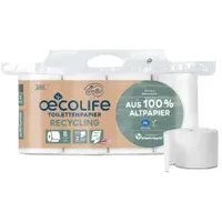 Oecolife Toilettenpapier klassisch weiss 3-lagig Recyclingpapier, 8 Rollen