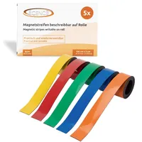 ECENCE - 5x Magnetband Beschreibbar Magnetstreifen Kennzeichnungsband 100x2cm