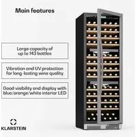 Klarstein Vinovilla Trio Weinkühlschrank – 144 Flaschen, 3 Zonen,