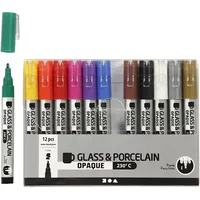Creativ Company Glas-/Porzellanmalstifte Glas-/Porzellanmalstift, Sortierte Farben, Strichstärke 1-2 mm,