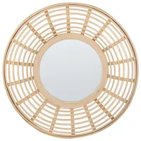 Beliani Wandspiegel Natürlich Beige ø 60 cm Bambusholz mit