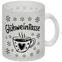 Speecheese Herzdesign Glühweintasse Glas Tasse mit Schneeflocken mit handgezeichneter