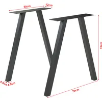 [en.casa] - Tischgestell 2er Set Heustreu 72x70cm Schwarz