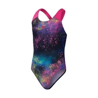Speedo Digital Allover Black Flare Pink Bolt Lemon Drizzle