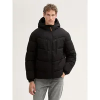 Tom Tailor DENIM Herren Pufferjacke mit Kapuze, schwarz, Uni,