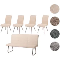 Mendler Esszimmer-Set HWC-G55, 4er-Set Stuhl + Sitzbank 180cm, Edelstahl