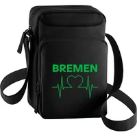 Multifanshop Umhängetasche - Bremen - Herzschlag - Druck grün