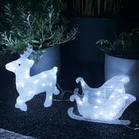 INDA-EXCLUSIV Inda-Exclusiv, Acryl Rentier Schlitten 80 LED Weihnachtsbeleuchtung Außenbeleuchtung