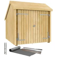 Plus beige (natur), Holz, Gartenhäuser, Fahrradunterstand mit Doppeltür, Dachpappe/Aluleisten/H-Pfostenfüße