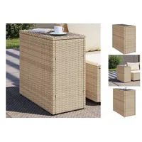 VidaXL Garten-Beistelltisch Glasplatte Beige 58x27,5x55 cm Poly Rattan