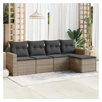 VidaXL 5-tlg. Garten-Sofagarnitur mit Kissen Grau Poly Rattan