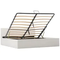 VidaXL Stauraumbett Hydraulisch Weiß Kunstleder 160×200cm