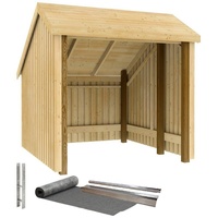 Plus beige (natur), Holz, Gartenhäuser, Fahrradunterstand offen, inkl. Dachpappe/Aluleisten/H-Pfostenfüße