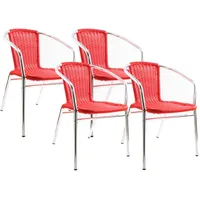 Pemora 4-er Set Bistrostühle Outdoor-Stühle Gartenstühle KIR rot