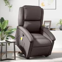 VidaXL Massagesessel mit Aufstehhilfe Dunkelbraun Echtleder