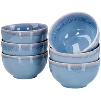 Levandeo 6er Set Steingut Schale Ø14cm Blau 6 Personen