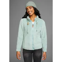 KangaROOS Sweatjacke, aus flauschigem Teddy-Fleece, Gr. 48/50 (XL), grau-mint,