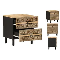 VidaXL Nachttisch Schwarz 40x33,5x46 cm Raues Mangoholz