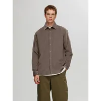 Selected HOMME Langarmhemd SLHREGOWEN-CORD SHIRT LS NOOS grau XL