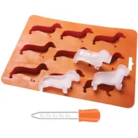 LYWUU Dackel Hundeform Silikon Eiswürfelformen und Tablett