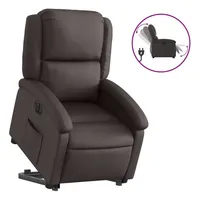 VidaXL Relaxsessel, mit Aufstehhilfe Elektrisch Dunkelbraun Echtleder